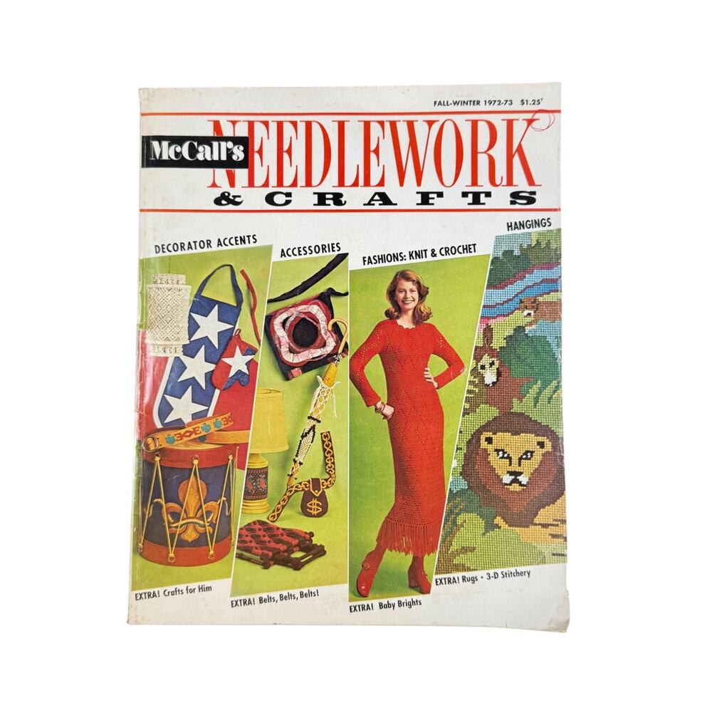 Vintage MCCALL'S NEEDLEWORK & CRAFTS 1972-73 Knitting Crochet Dresses Rugs Hats